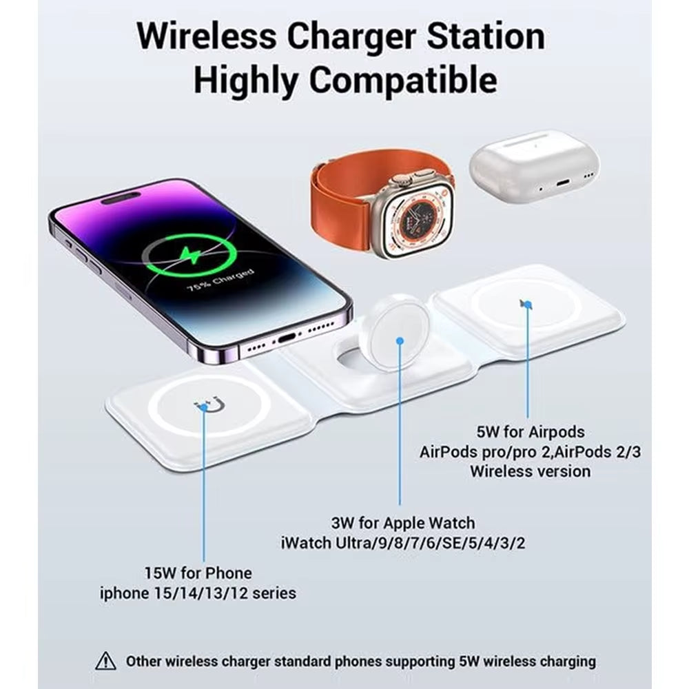 Chargeur 3 en 1 compact appareils APPLE