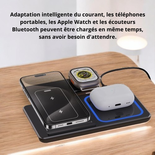 Chargeur induction 3 en 1 IPHONE - AIRPODS - APPLE WATCH