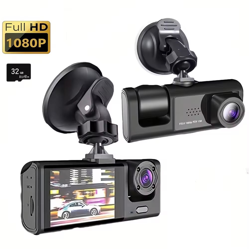 3 Channel Car DVR HD 1080P 3-Lens inside Vehicle Dash Camthree Way Camera Dvrs Recorder Video Registrator Dashcam Camcorder