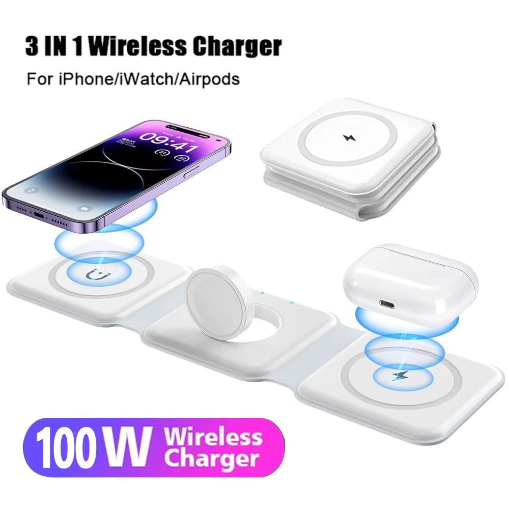 Chargeur 3 en 1 compact appareils APPLE